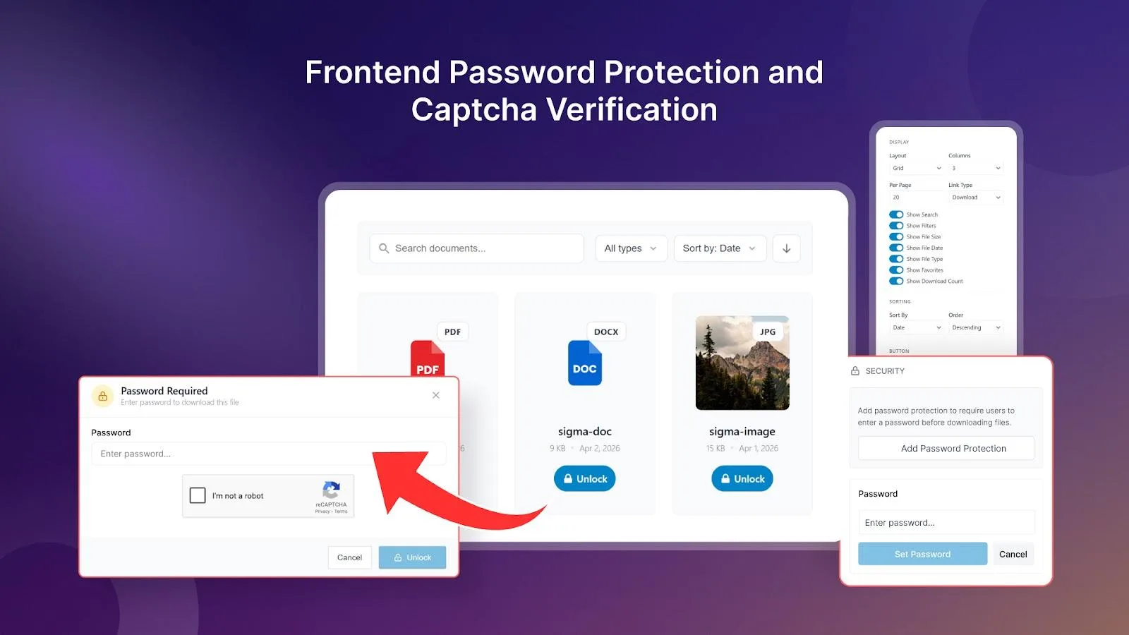 Password protection and captcha