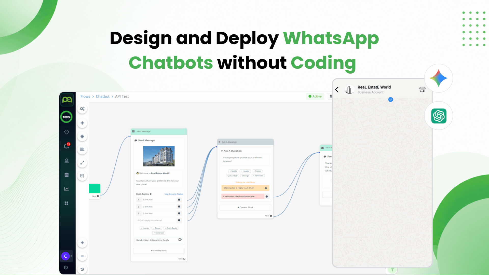 Visual chatbot flow builder