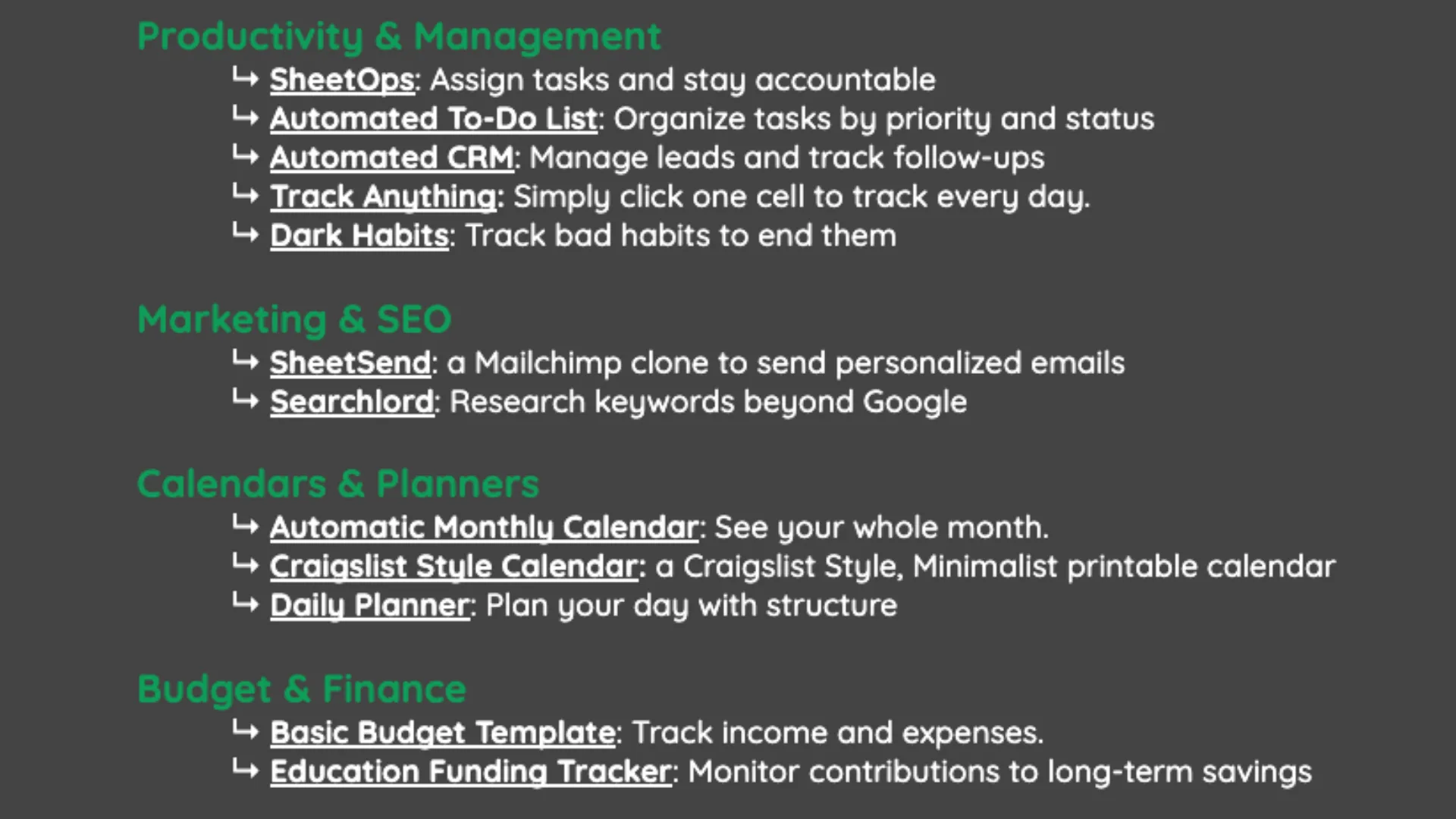 AppSumo's Google Sheets Template Pack